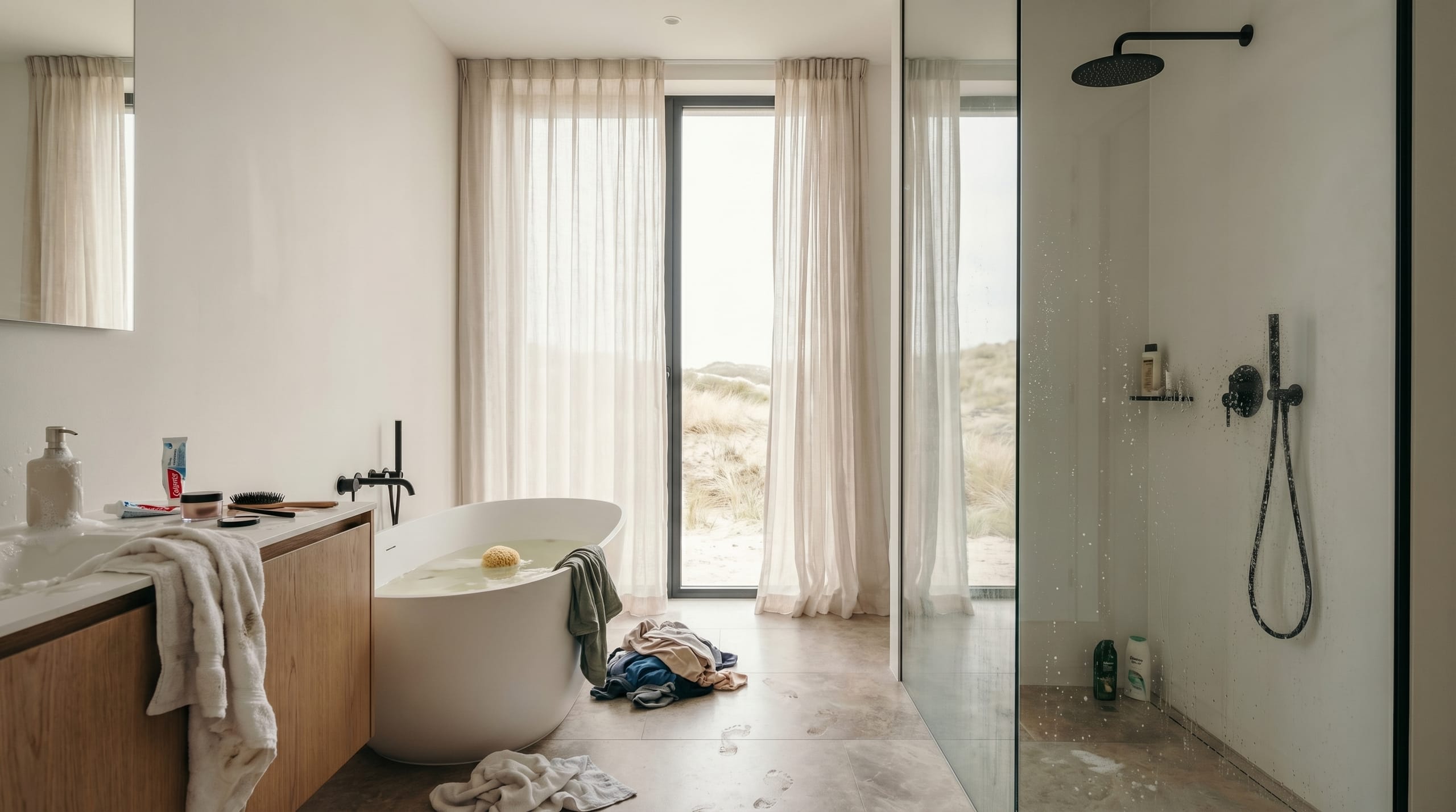 Badkamer voor de schoonmaak