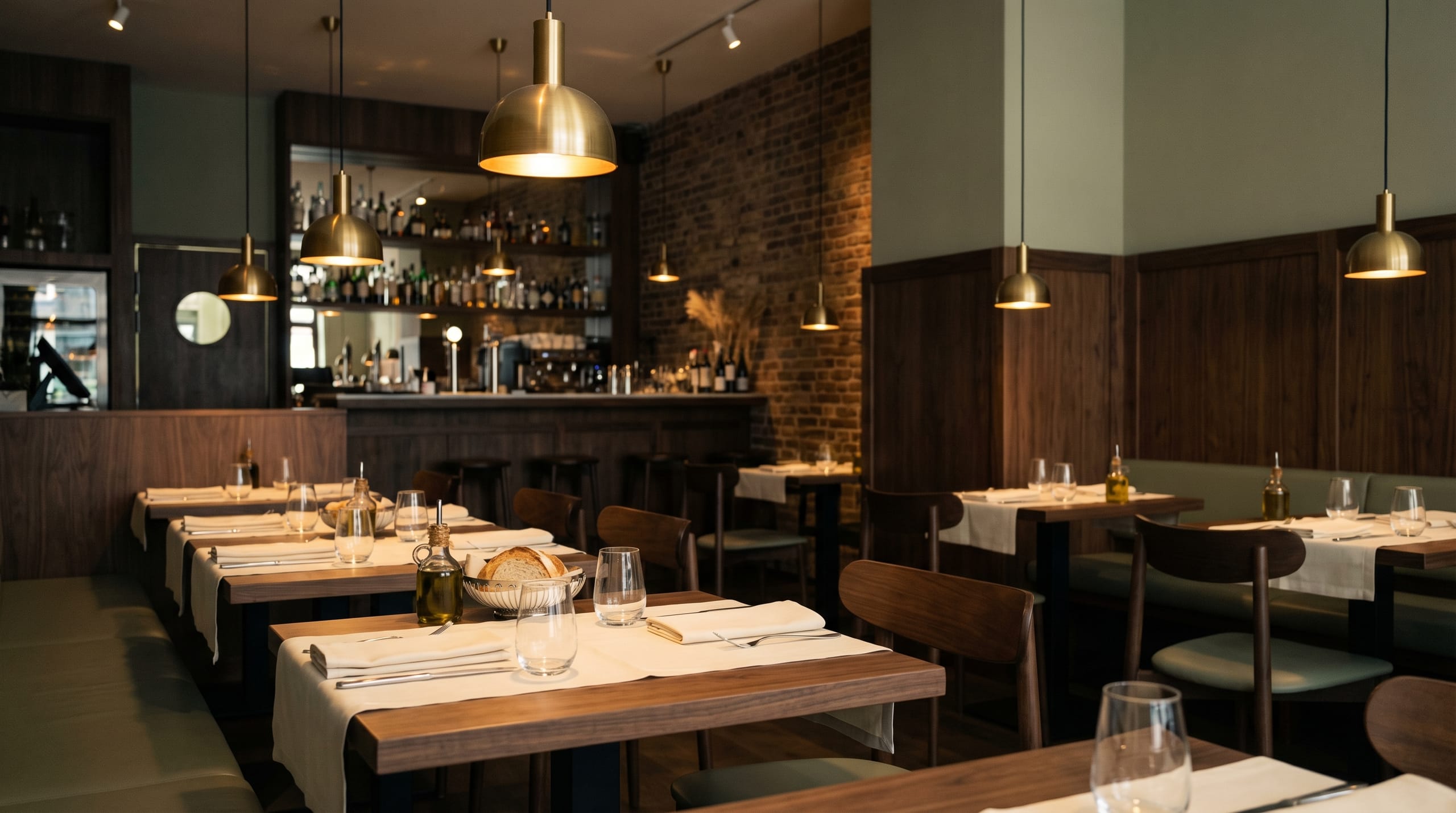Upscale restaurant door AQWA klaargemaakt voor service